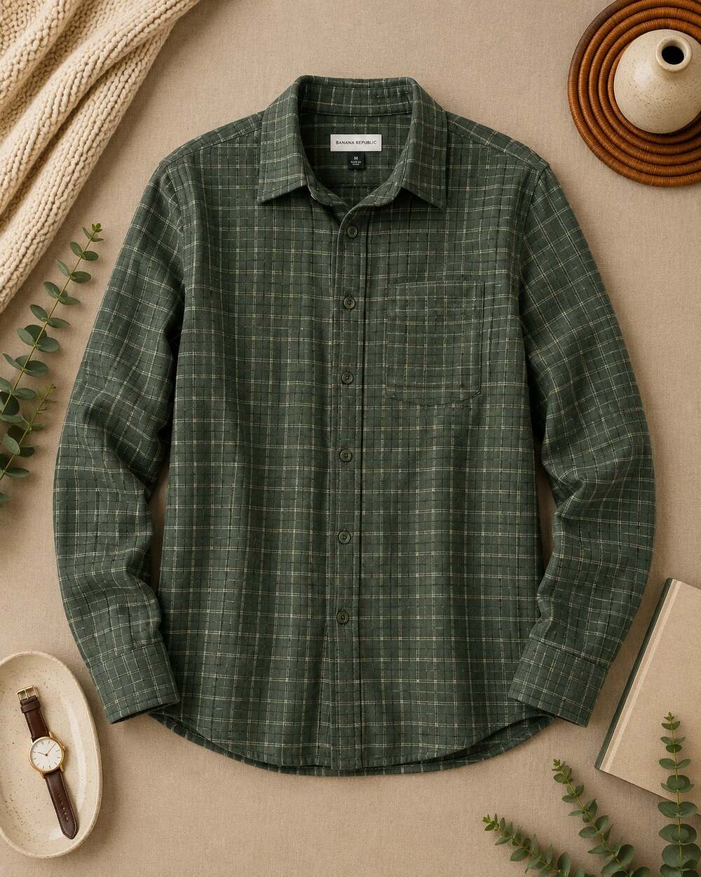 Marmot Men’s Plaid Button Down Shirt Long Sleeve Green Gorpcore Utility Size XL